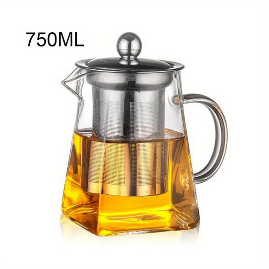Heat Resistant Glass Teapot with Stainless Steel Infuser for Home and Office