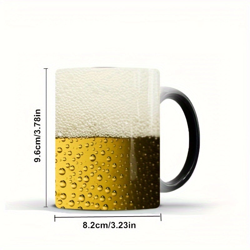 1pc, Color Changing Beer Pattern Ceramic Coffee Mug, Heat Sensitive, Novelty Gift