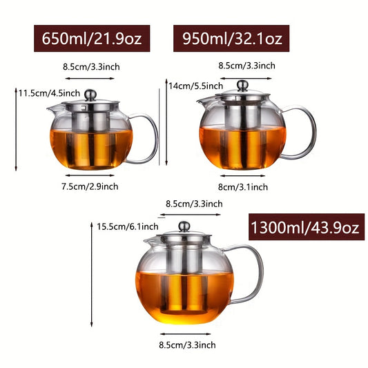 Heat-Resistant Glass Teapot with Infuser for Blooming/Loose Leaf Tea - Ideal for Home/Office