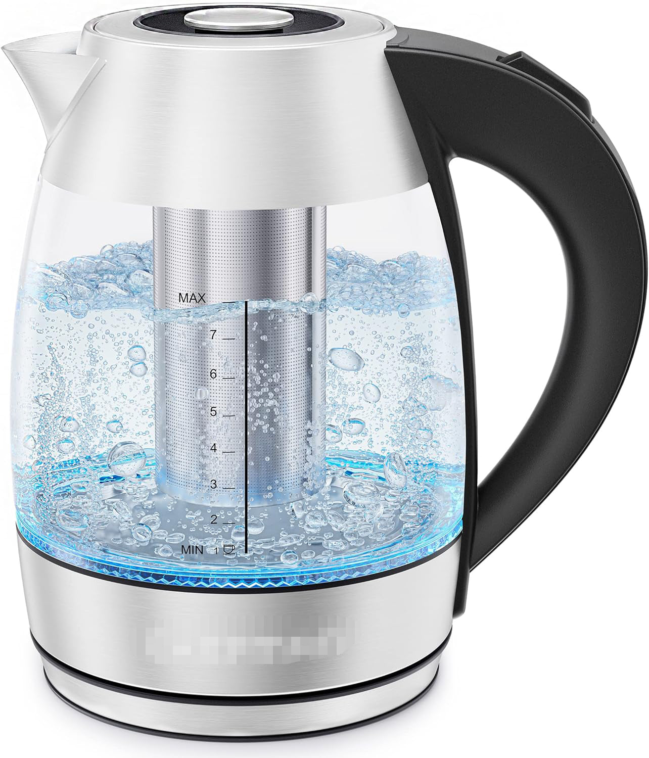 Stainless Steel Glass Electric Kettle with Tea Infuser, LED, Cordless, Auto Shut-Off