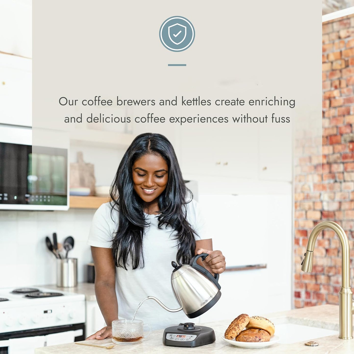 1L Digital Temp Control Gooseneck Kettle, 6 Presets, 1000W, Stainless Steel