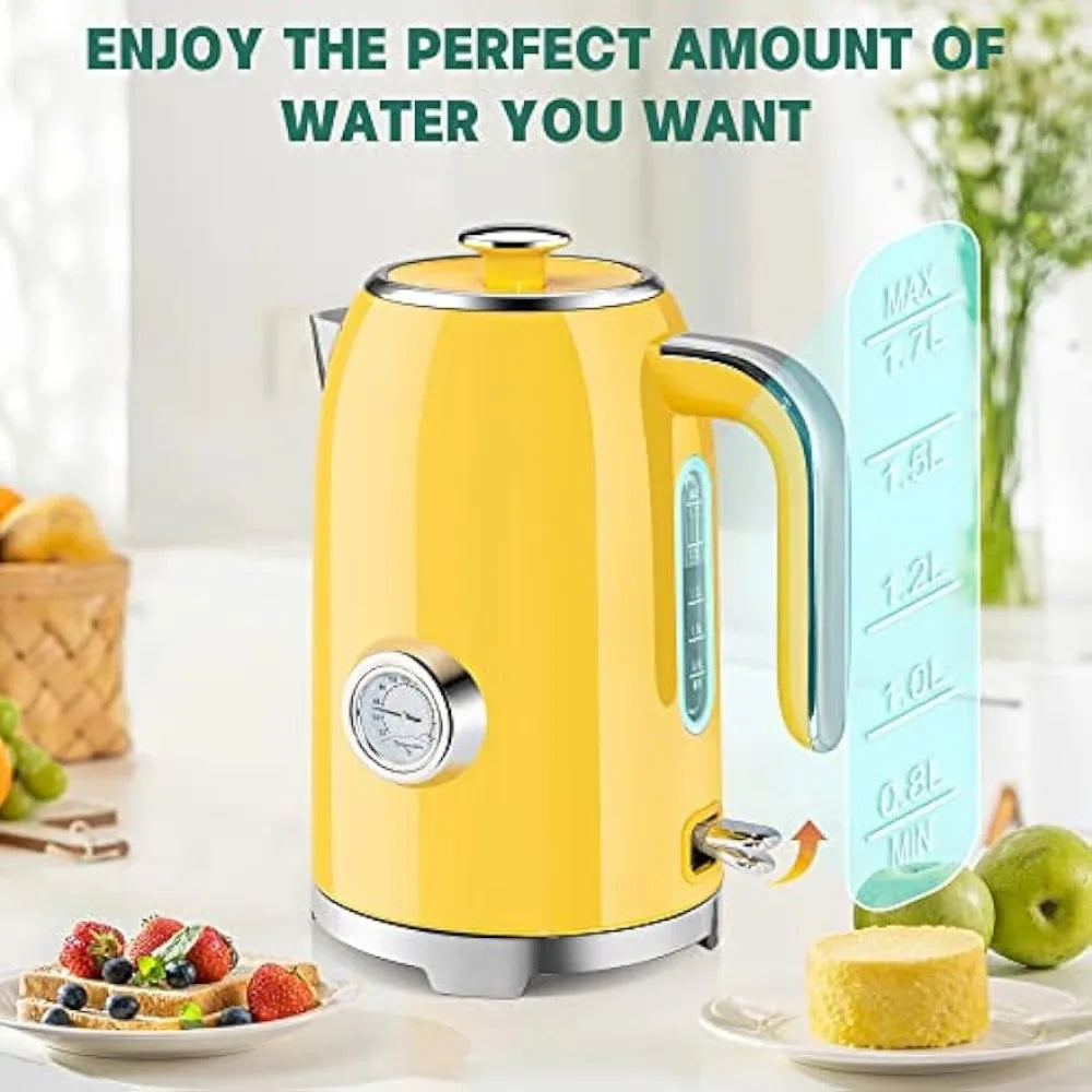 57oz Electric Kettle with Thermometer, 1500W Fast Heat, LED, Cordless