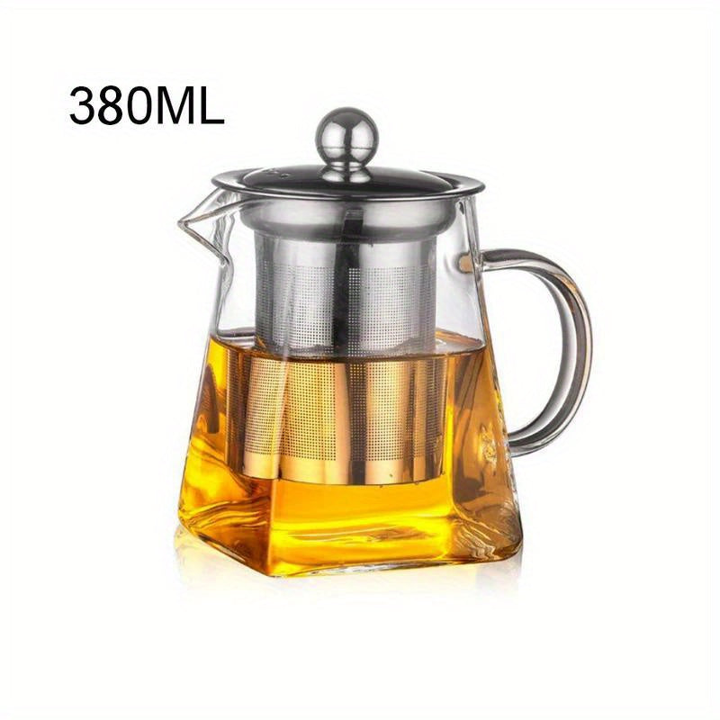 Heat Resistant Glass Teapot with Stainless Steel Infuser for Home