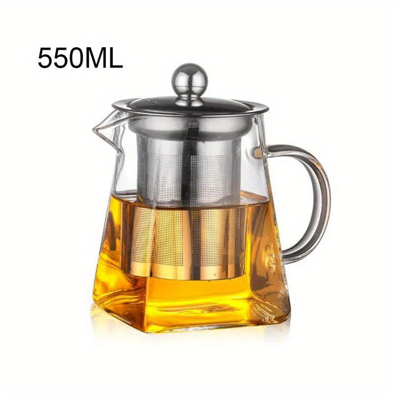 Heat Resistant Glass Teapot with Stainless Steel Infuser for Home and Office