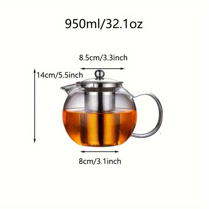 Heat-Resistant Glass Teapot with Infuser for Blooming/Loose Leaf Tea - Ideal for Home/Office
