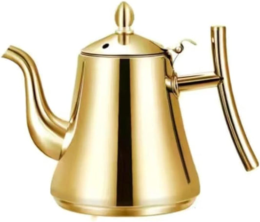 TOPONE 1,5L Edelstahl-Kaffeekanne Gold Teekanne mit Filter Metall Teekessel Gasherd Induktionsherd Wasserkocher