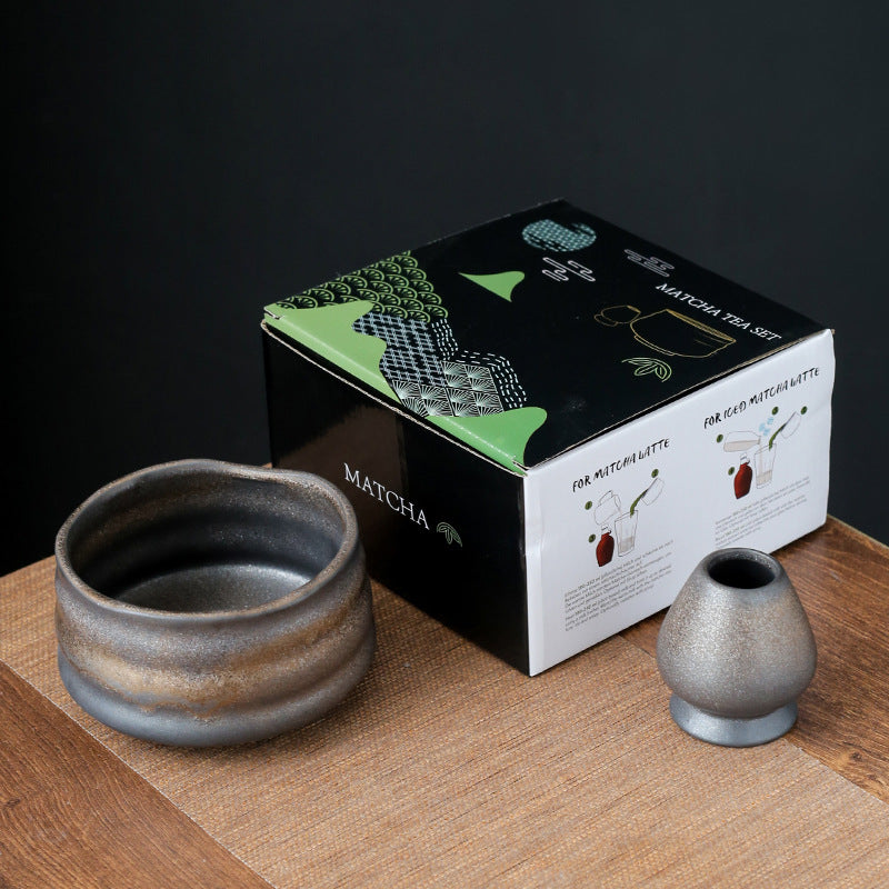 Rustic Ceramic Matcha Bowl Set - Traditional Japanese Tea Ceremony Experience