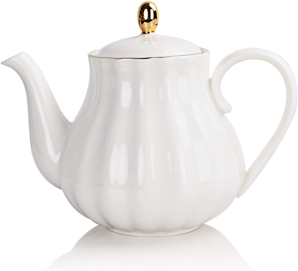 Ceramic Teapot, 28oz with Stainless Steel Infuser for Loose Leaf & Blooming Tea