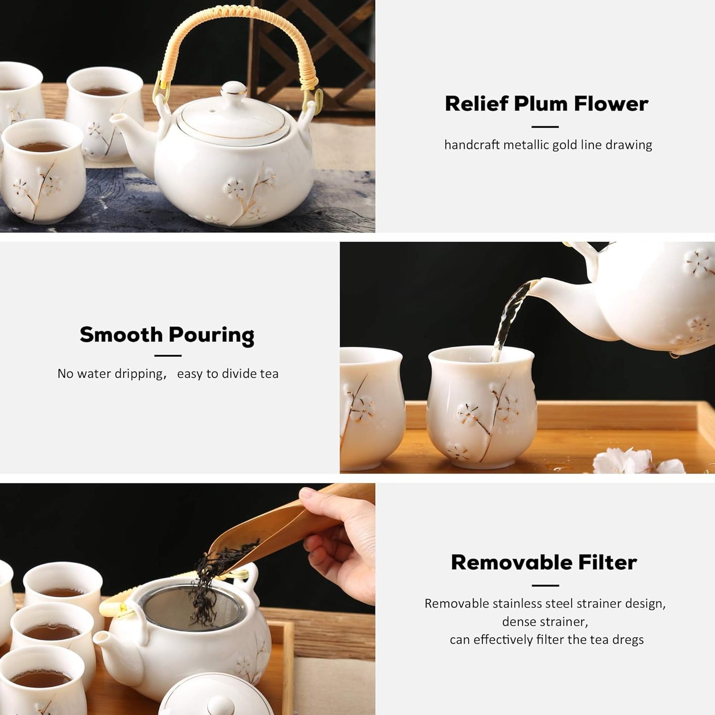 Japanese White Porcelain Tea Set Perfect for Tea Enthusiasts
