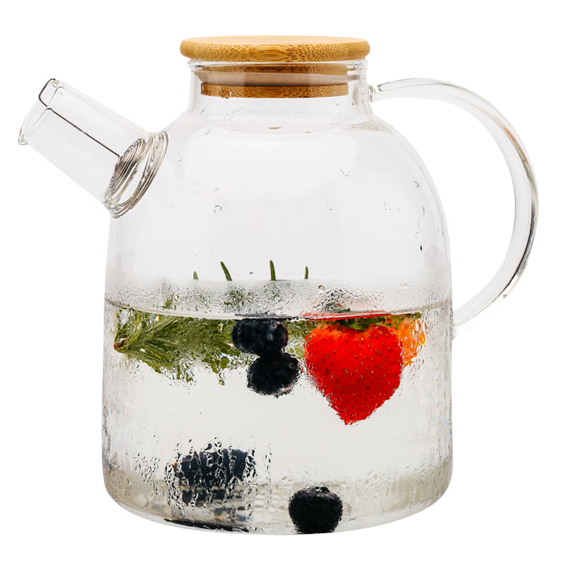 Glass Tea Pot Kettle Clear Borosilicate Heat Resistant Transparent