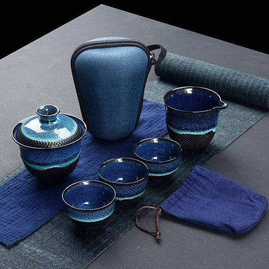 TOPONE Kung-Fu-Reise-Tee-Set aus Keramik Glasur Teekanne Teekanne Gaiwan Porzellan Teaset Kettles Tea Aware Sets Trink geschirr Tee-Zeremonie