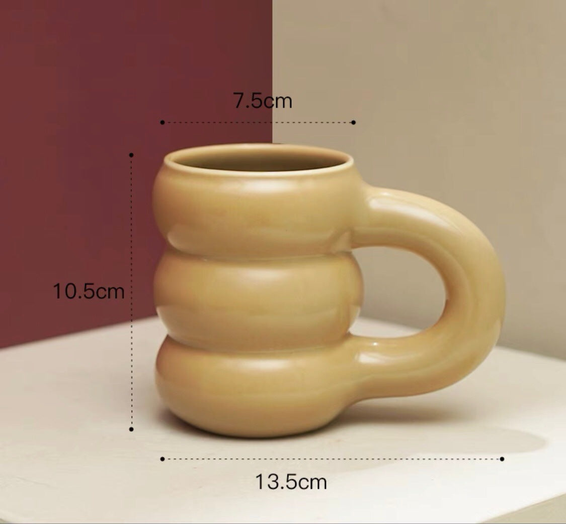 TOPONE Creative Water Cup Ceramic Mug Nordic Coffee Cups with Big Handrip Colored Ceramics Big Juice Mugs